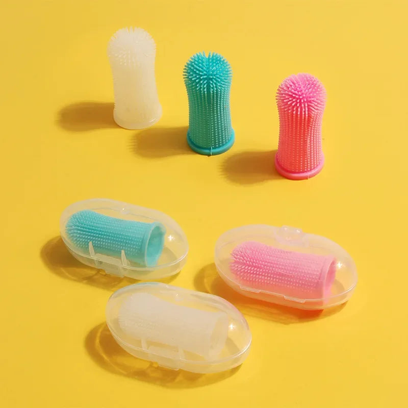Escova de dentes de dedo super macia para cães e animais de estimação, para limpeza dos dentes e cuidado com o hálito.