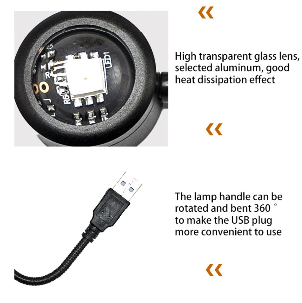 Luminária noturna LED com projetor USB para pôr do sol, decoração de festa de aniversário...