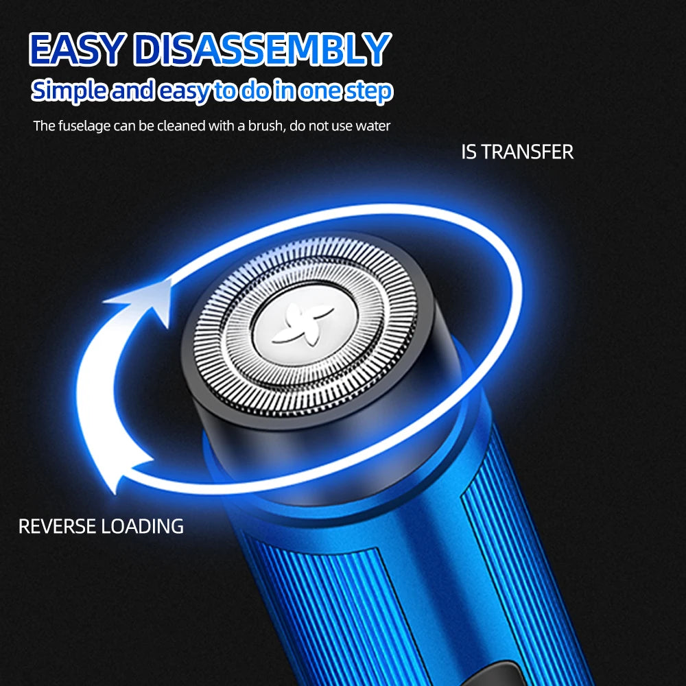 Mini barbeador elétrico masculino recarregável