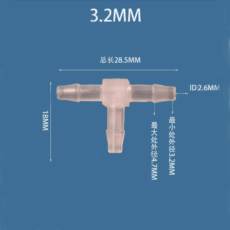 1 peça Conexão de Tubo de Plástico 1,6mm - 25mm Tipo T de 3 Vias com Barbela Pagoda