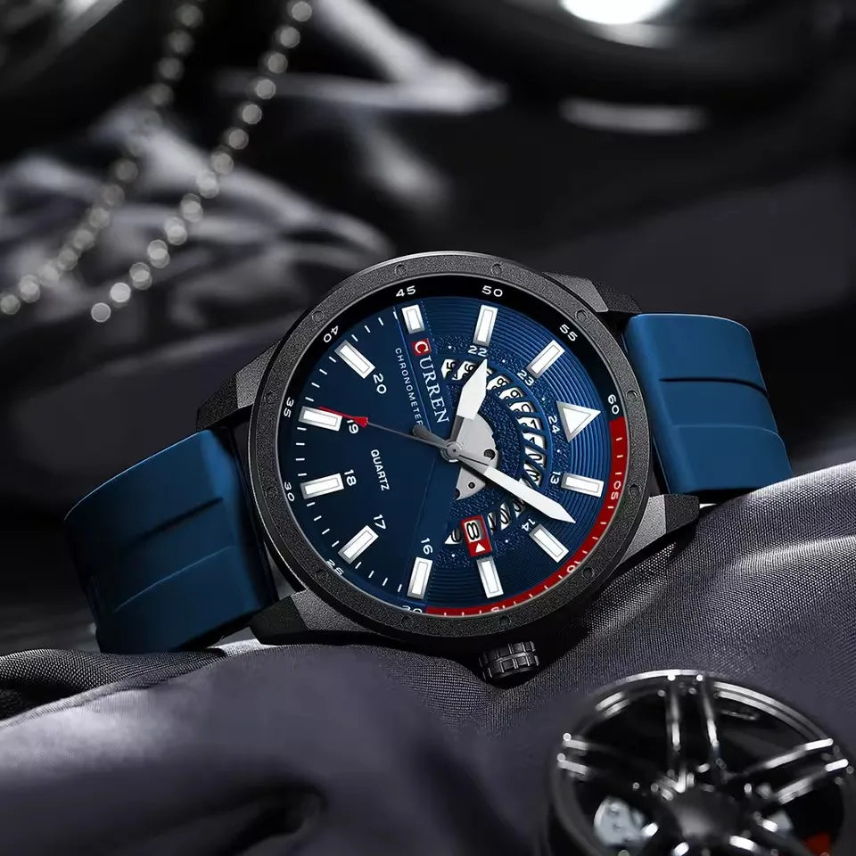 Relógio de quartzo masculino CURREN 8421, elegante e casual, à prova d'água e com luminescência.