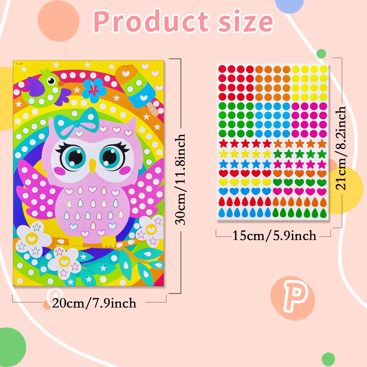 Livro de colorir infantil com pontos para colorir, faça você mesmo, desenho de animais de desenho animado em mosaico