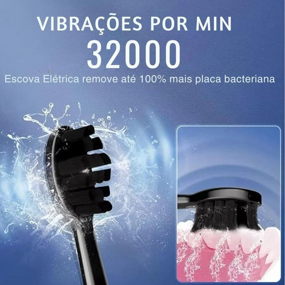Escova Inteligente IPX7 Com 4 Cabeças Ultrassônicas à Prova Dágua