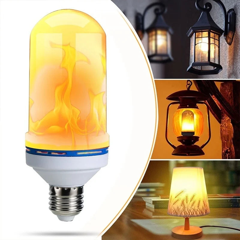 Lâmpada LED E27 com efeito de chama 360° para decoração de festas