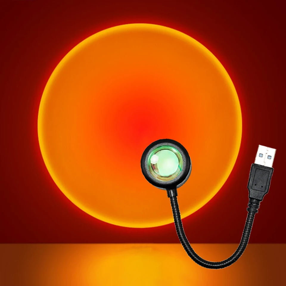 Luminária noturna LED com projetor USB para pôr do sol, decoração de festa de aniversário...