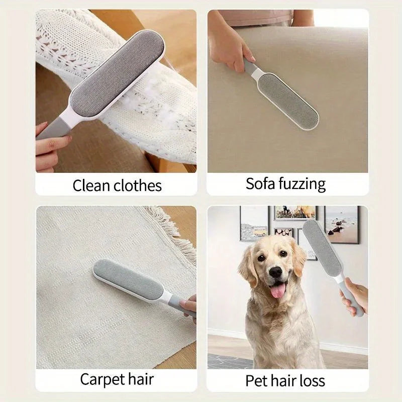 Removedor de pelos de animais de estimação de dupla face, escova manual eletrostática adesiva para fiapos,