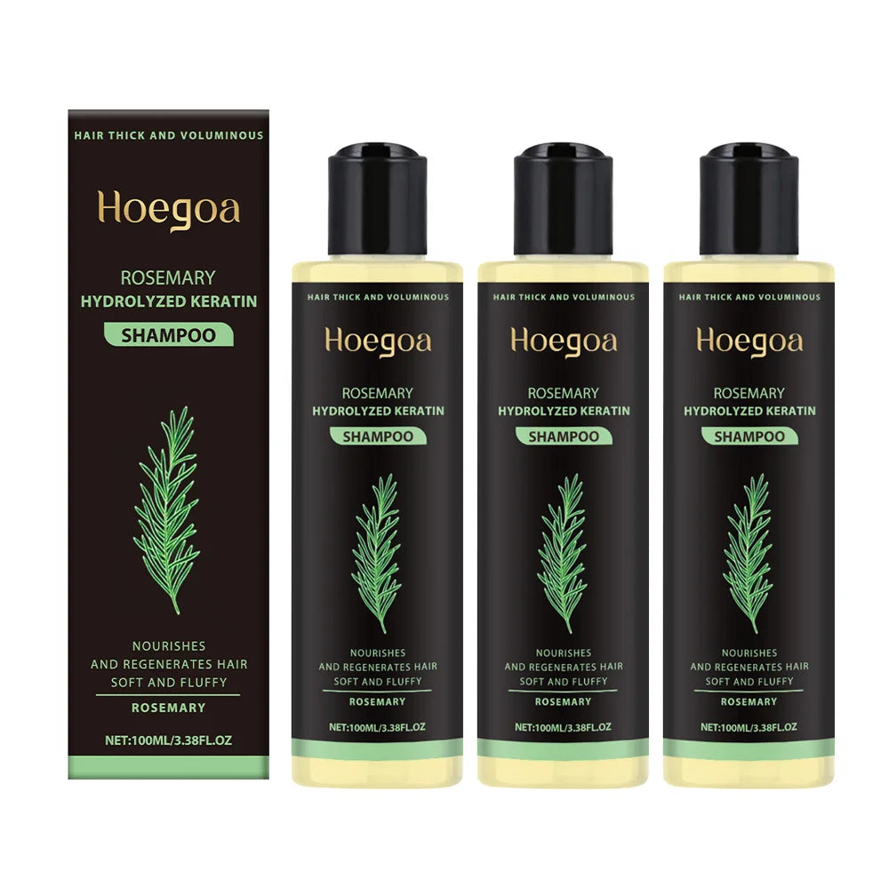 Kit com 3 unidades de Shampoo de Alecrim para Crescimento Capilar, Engrossante, com Queratina Hidrolisada e Cabelos Secos