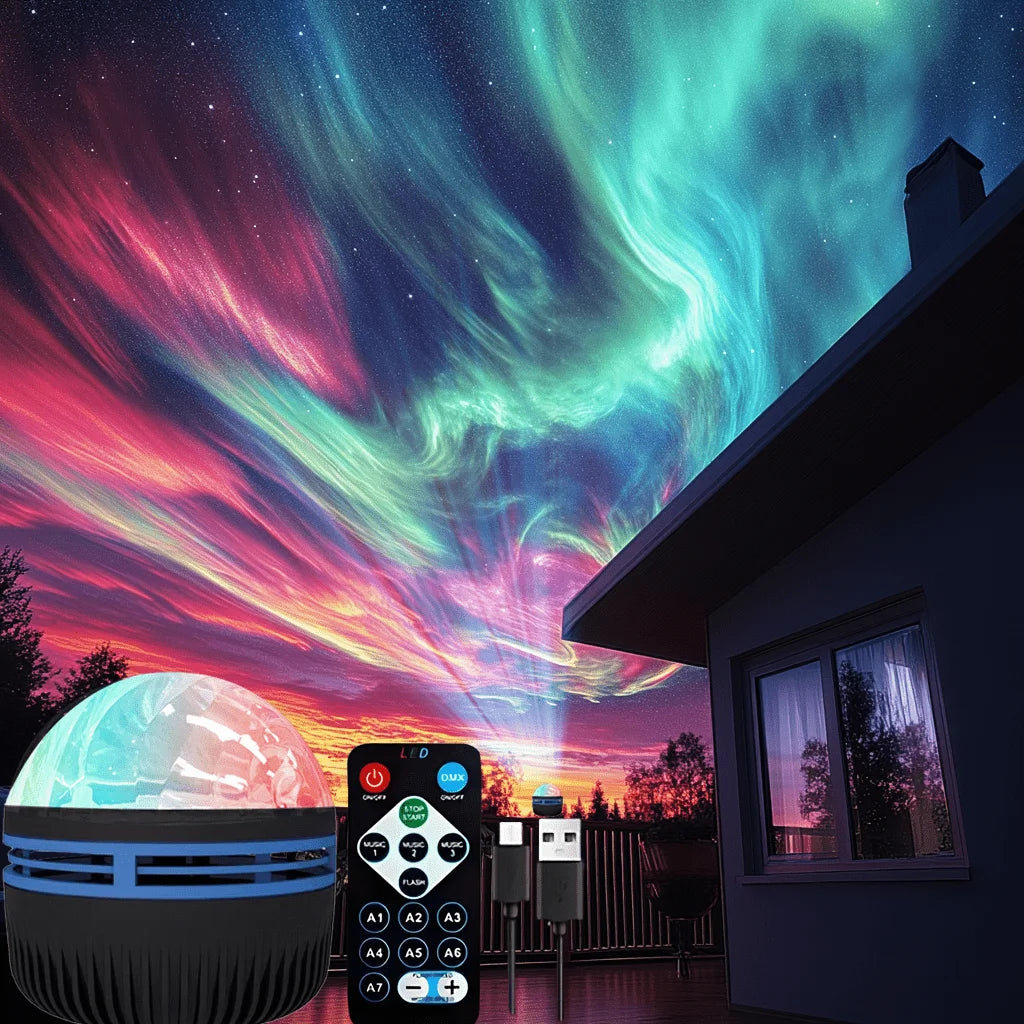 Luz noturna de LED com projetor de céu estrelado em 7 cores para projeção da aurora boreal…