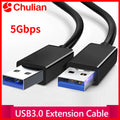 Cabo USB 3.0 curto com conector duplo USB A macho para gabinete de HDD.