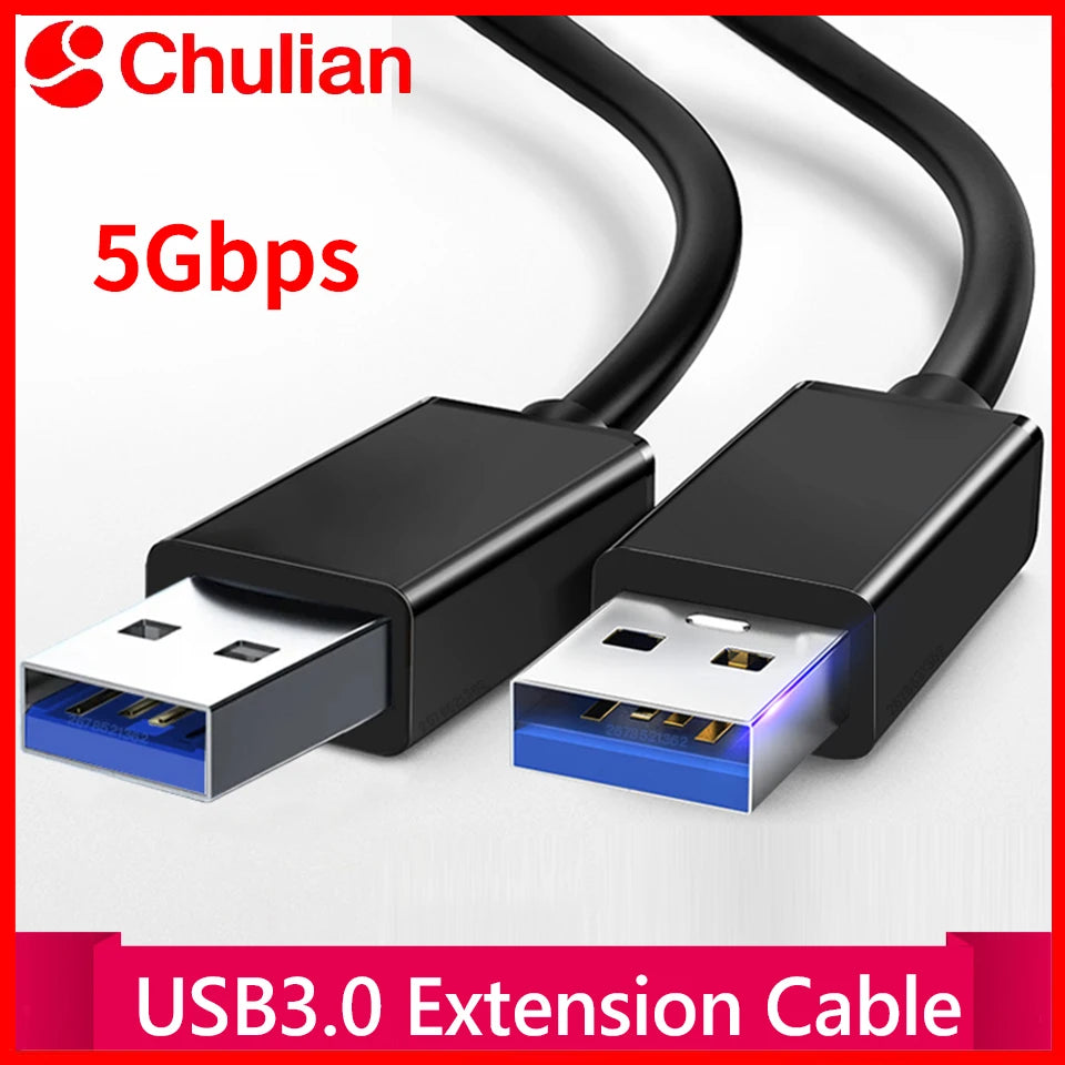 Cabo USB 3.0 curto com conector duplo USB A macho para gabinete de HDD.