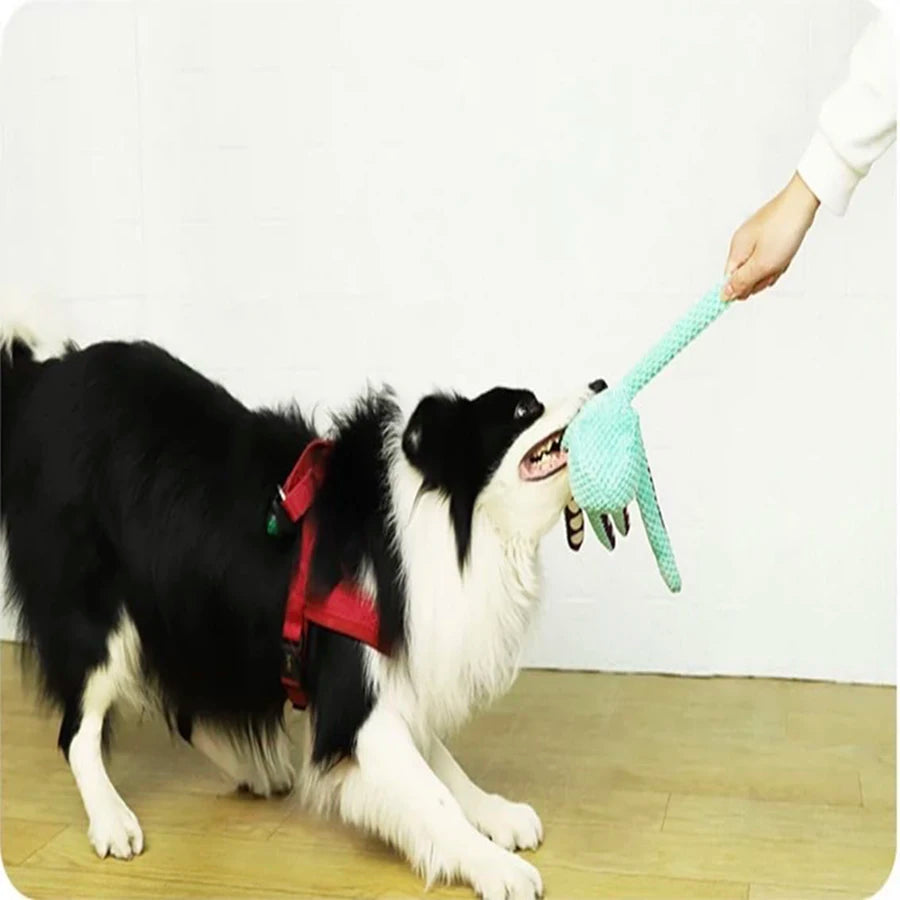 Polvo de pelúcia interativo para cães e animais de estimação, com som, resistente à demolição, tamanho grande