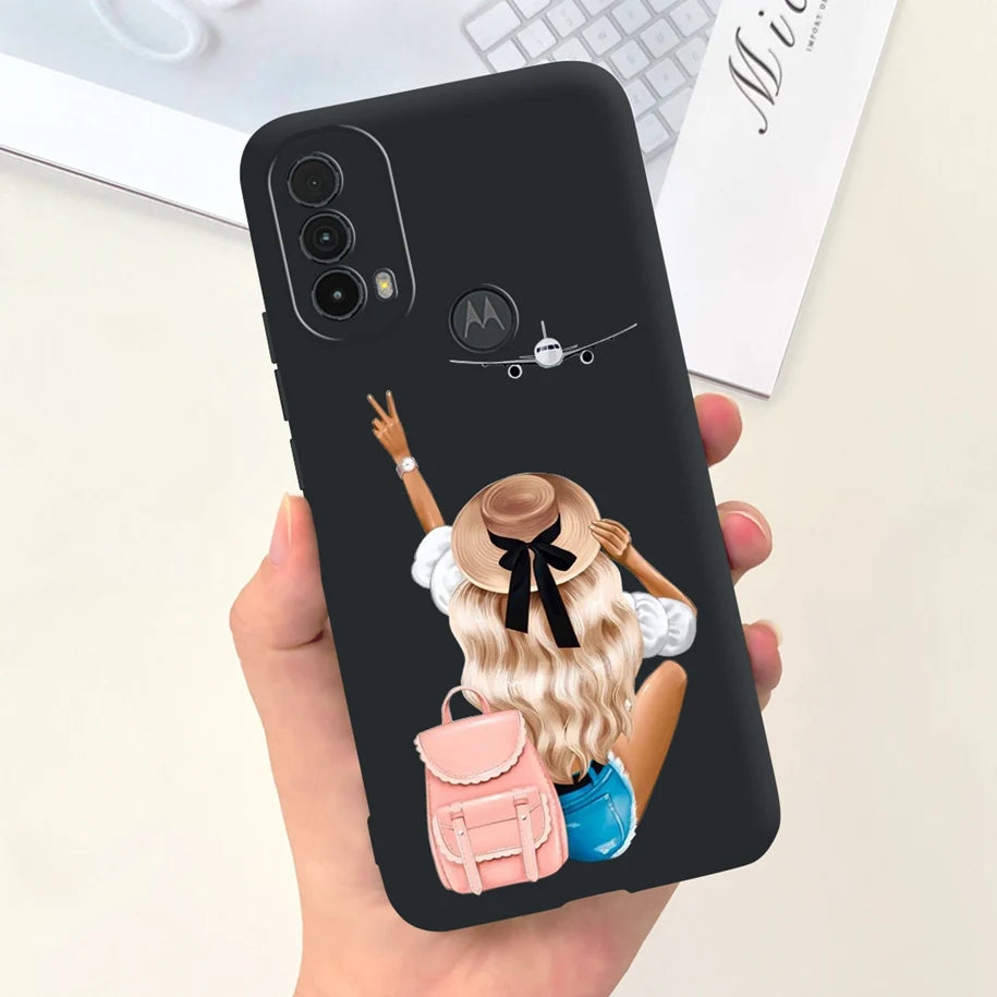 Capa de silicone com estampa de dinossauro para Moto E20 (XT2155 XT2155-1).