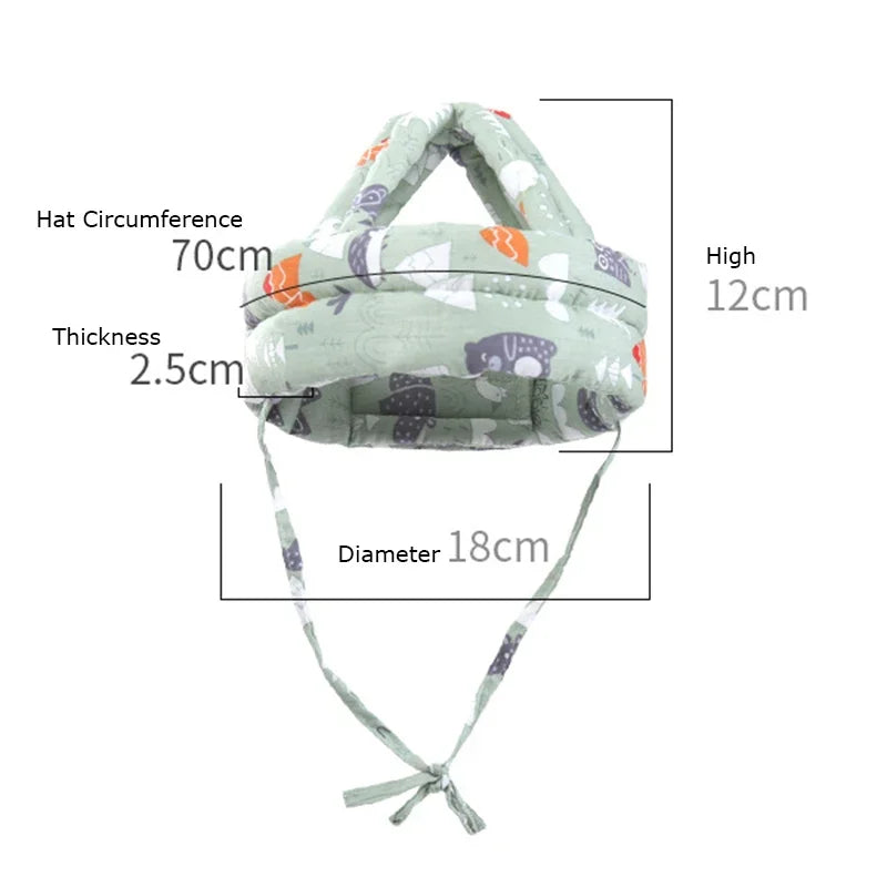 Capacete de proteção anticolisão para bebês, macio e confortável.