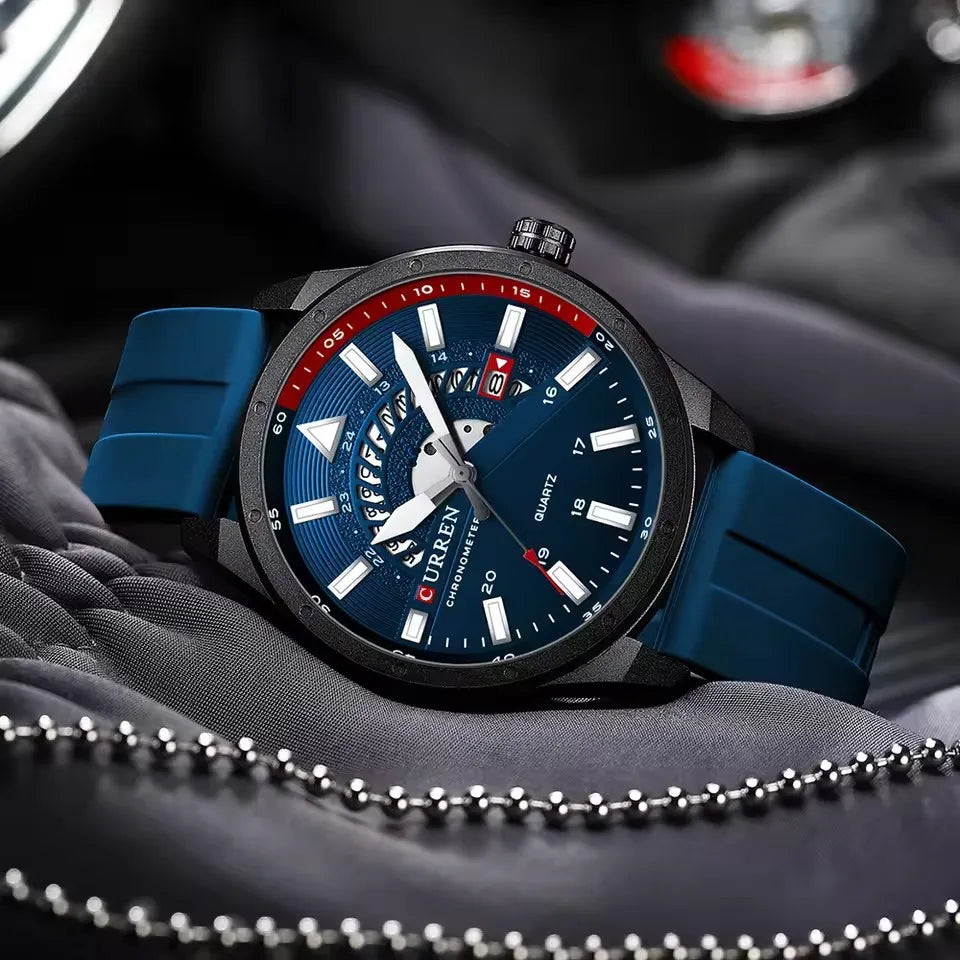 Relógio de quartzo masculino CURREN 8421, elegante e casual, à prova d'água e com luminescência.