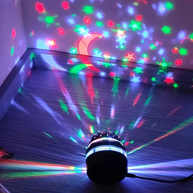 Projetor de céu estrelado LED colorido, bola mágica de luz galáctica, lua e estrela