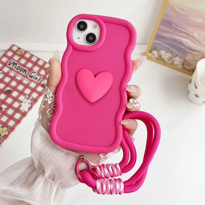Capa de silicone ondulada com estampa de coração para Xiaomi Redmi 3 12 10 8 9 Prime A1 A2…