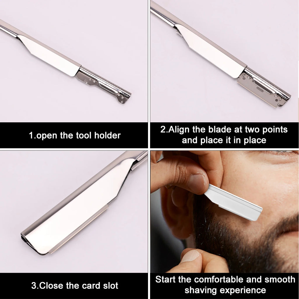 Navalha manual profissional para barbeiro, ideal para cortar cabelo, barba e sobrancelhas.