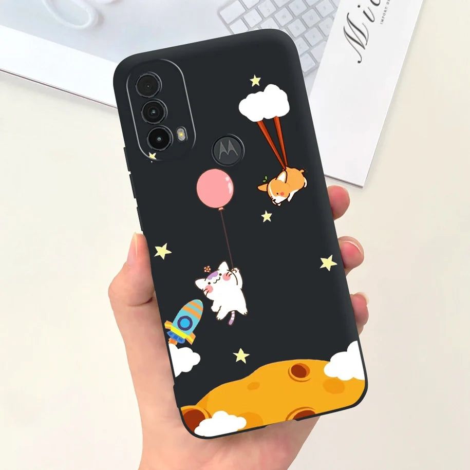 Capa de silicone com estampa de dinossauro para Moto E20 (XT2155 XT2155-1).