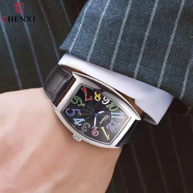 Relógio de quartzo masculino CHENXI 8217, com mostrador criativo, calendário e à prova d'água