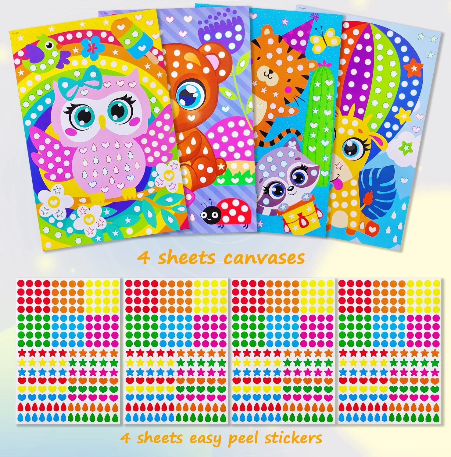Livro de colorir infantil com pontos para colorir, faça você mesmo, desenho de animais de desenho animado em mosaico