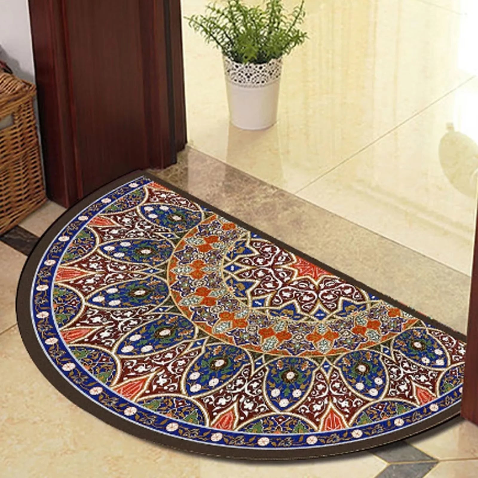 Tapete de boas-vindas semicircular VIKAMA em formato de meia-lua para cozinha e porta de entrada