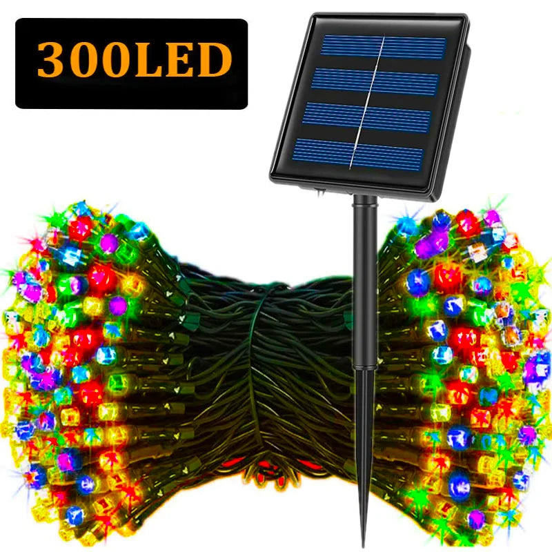 Cordão de luzes LED solares com 300 LEDs e 8 modos de iluminação natalina para exteriores…