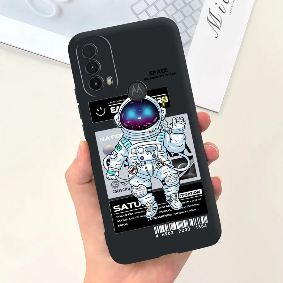 Capa de silicone com estampa de dinossauro para Moto E20 (XT2155 XT2155-1).