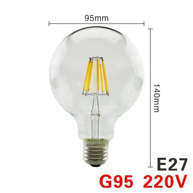 Lâmpada LED retrô Edison E14 E27 AC 220 2W 4W 6W 8W Lâmpada de vidro vintage C3…