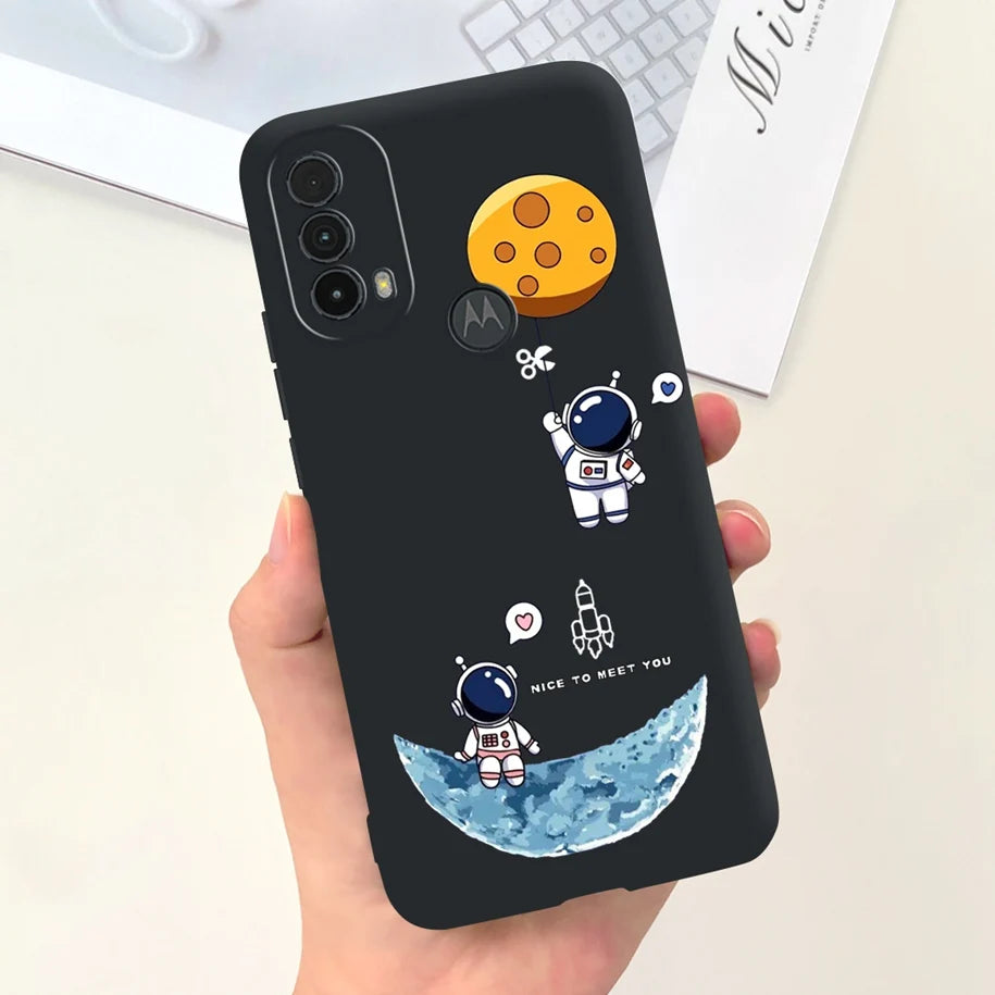 Capa de silicone com estampa de dinossauro para Moto E20 (XT2155 XT2155-1).