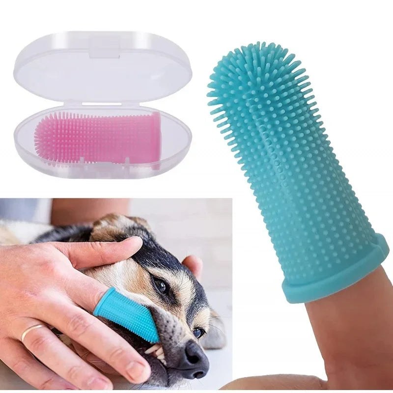 Escova de dentes de dedo super macia para cães e animais de estimação, para limpeza dos dentes e cuidado com o hálito.