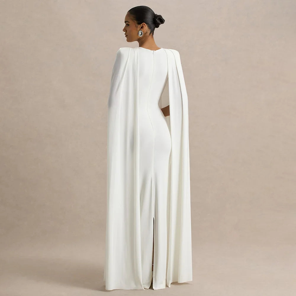 Vestido de noite feminino de cintura alta, em tecido de poliéster
