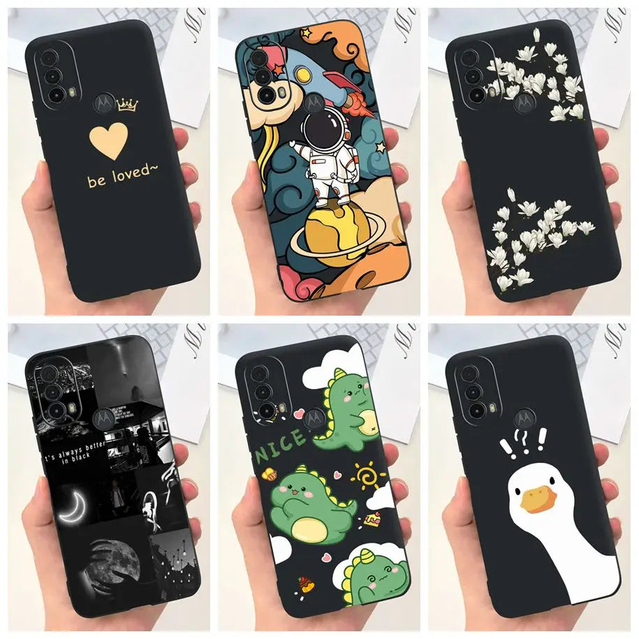 Capa de silicone com estampa de dinossauro para Moto E20 (XT2155 XT2155-1).