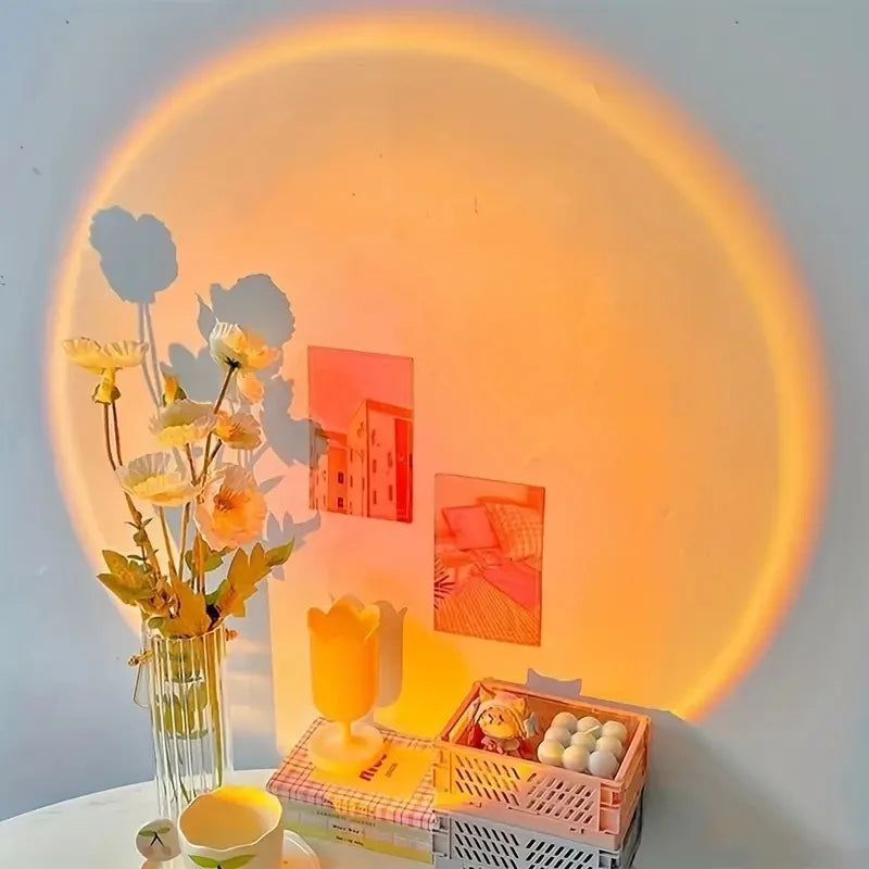 Luminária de projeção do pôr do sol, luminária USB para decoração de casa, com múltiplos ângulos…