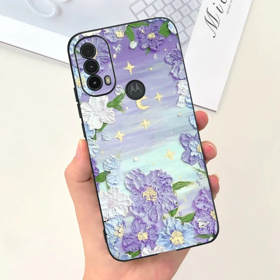 Capa de silicone com estampa de dinossauro para Moto E20 (XT2155 XT2155-1).