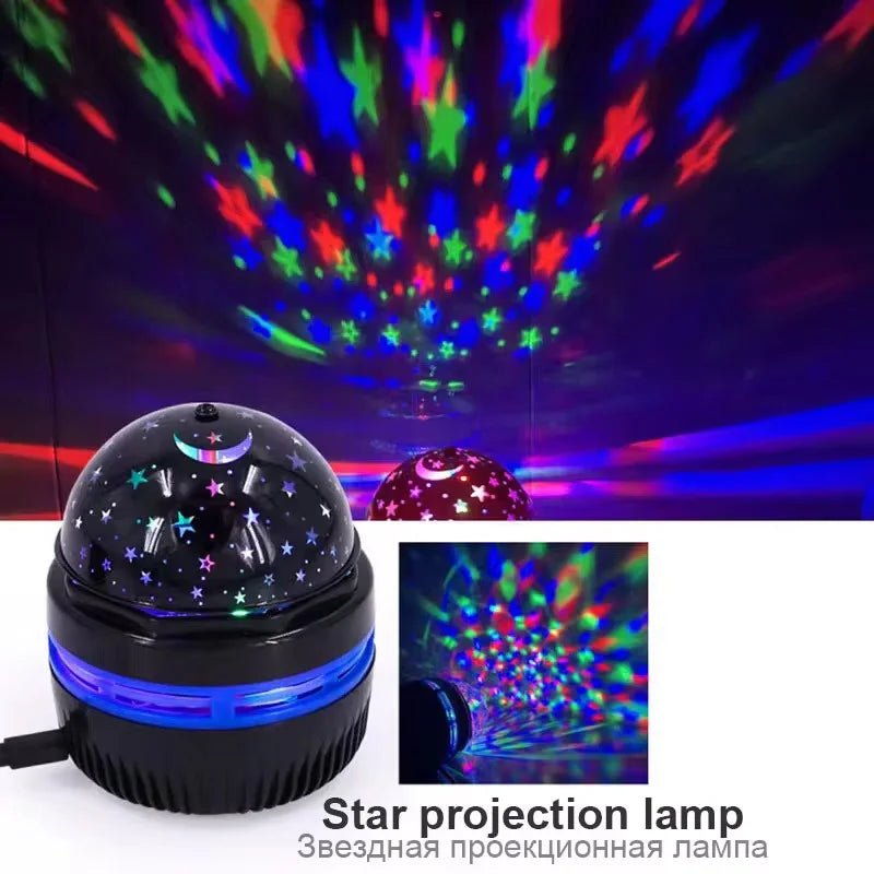 Projetor de céu estrelado LED colorido, bola mágica de luz galáctica, lua e estrela
