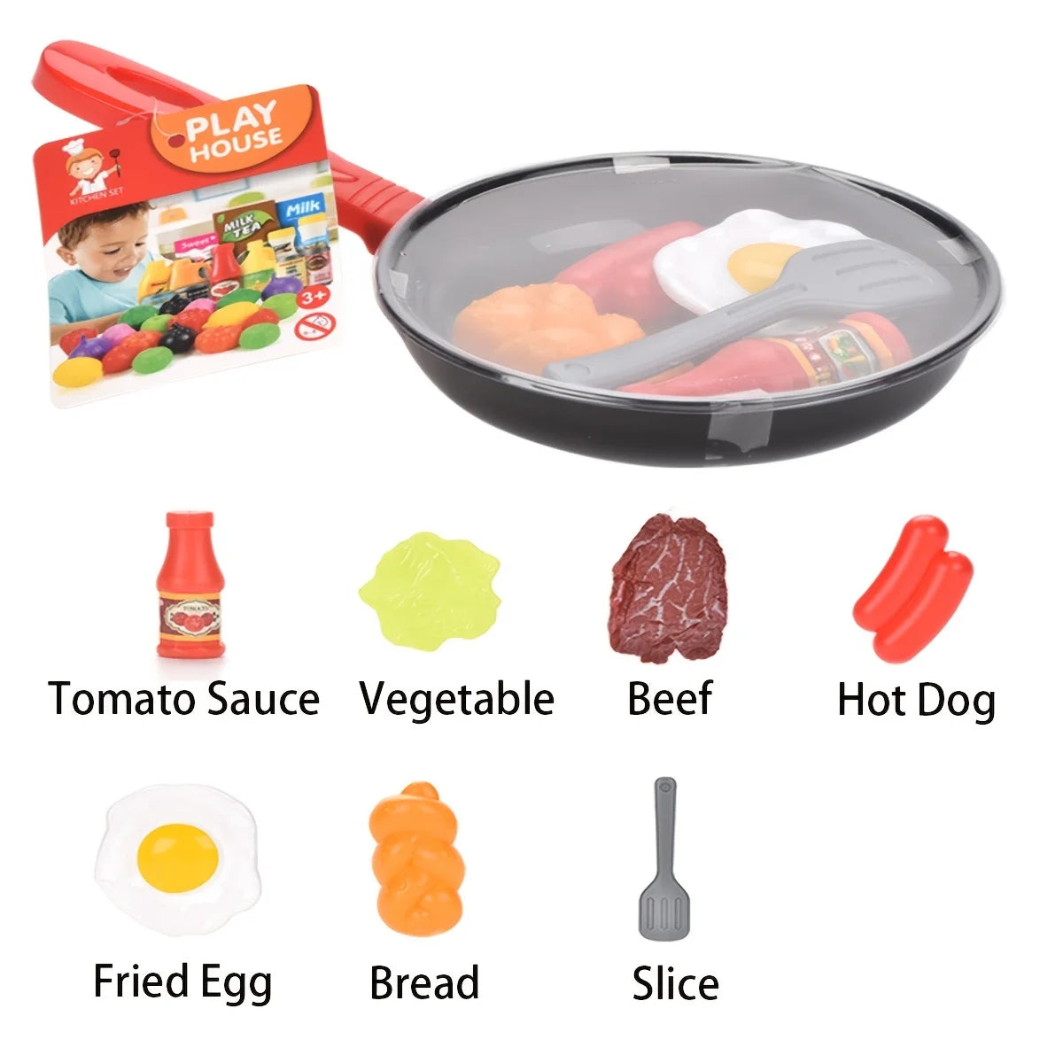 Conjunto de 8 peças de brinquedos de cozinha infantil com utensílios de simulação