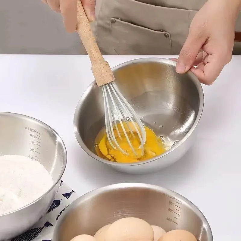 Set aus 1 bis 3 Edelstahl-Schüsseln mit Skala zum Kochen, Backen und Aufbewahren von Lebensmitteln…