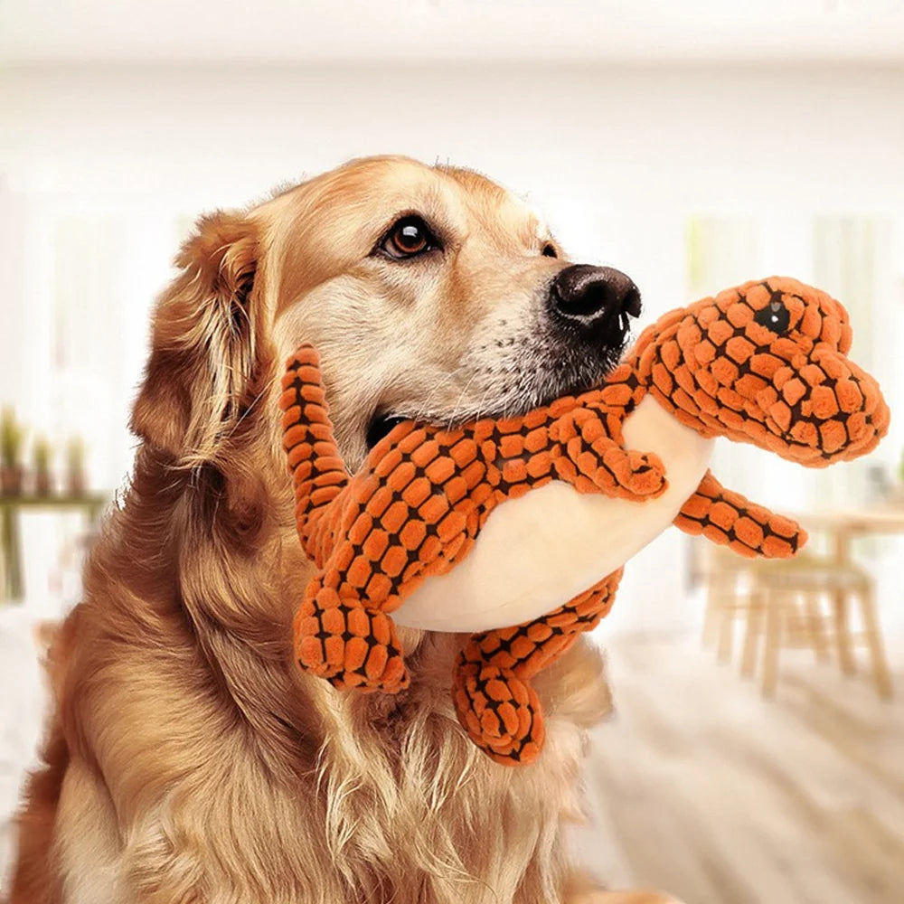 Brinquedos de pelúcia de dinossauro para cães e gatos, brinquedos interativos para mastigar.