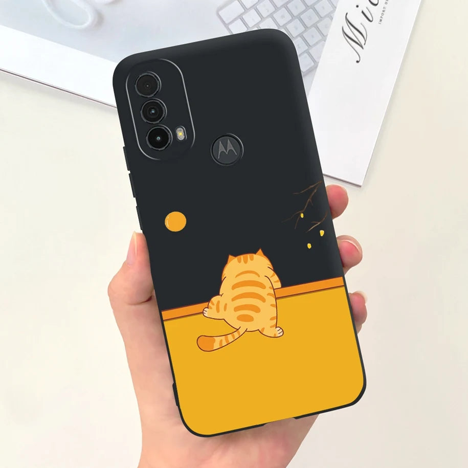 Capa de silicone com estampa de dinossauro para Moto E20 (XT2155 XT2155-1).