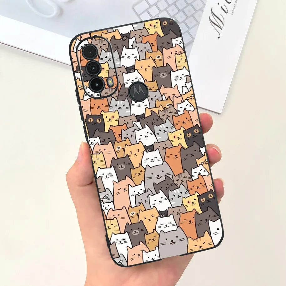 Capa de silicone com estampa de dinossauro para Moto E20 (XT2155 XT2155-1).