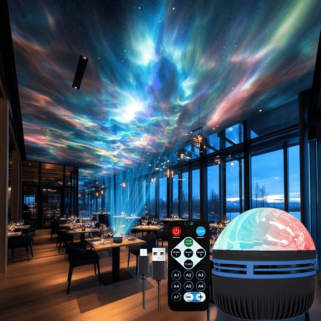Luz noturna de LED com projetor de céu estrelado em 7 cores para projeção da aurora boreal…