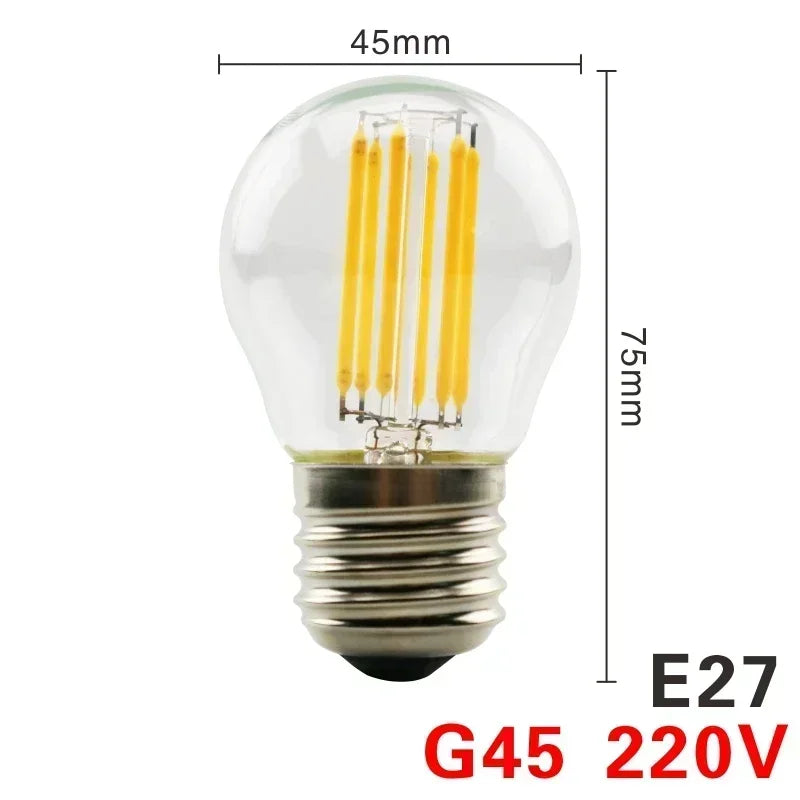 Lâmpada LED retrô Edison E14 E27 AC 220 2W 4W 6W 8W Lâmpada de vidro vintage C3…