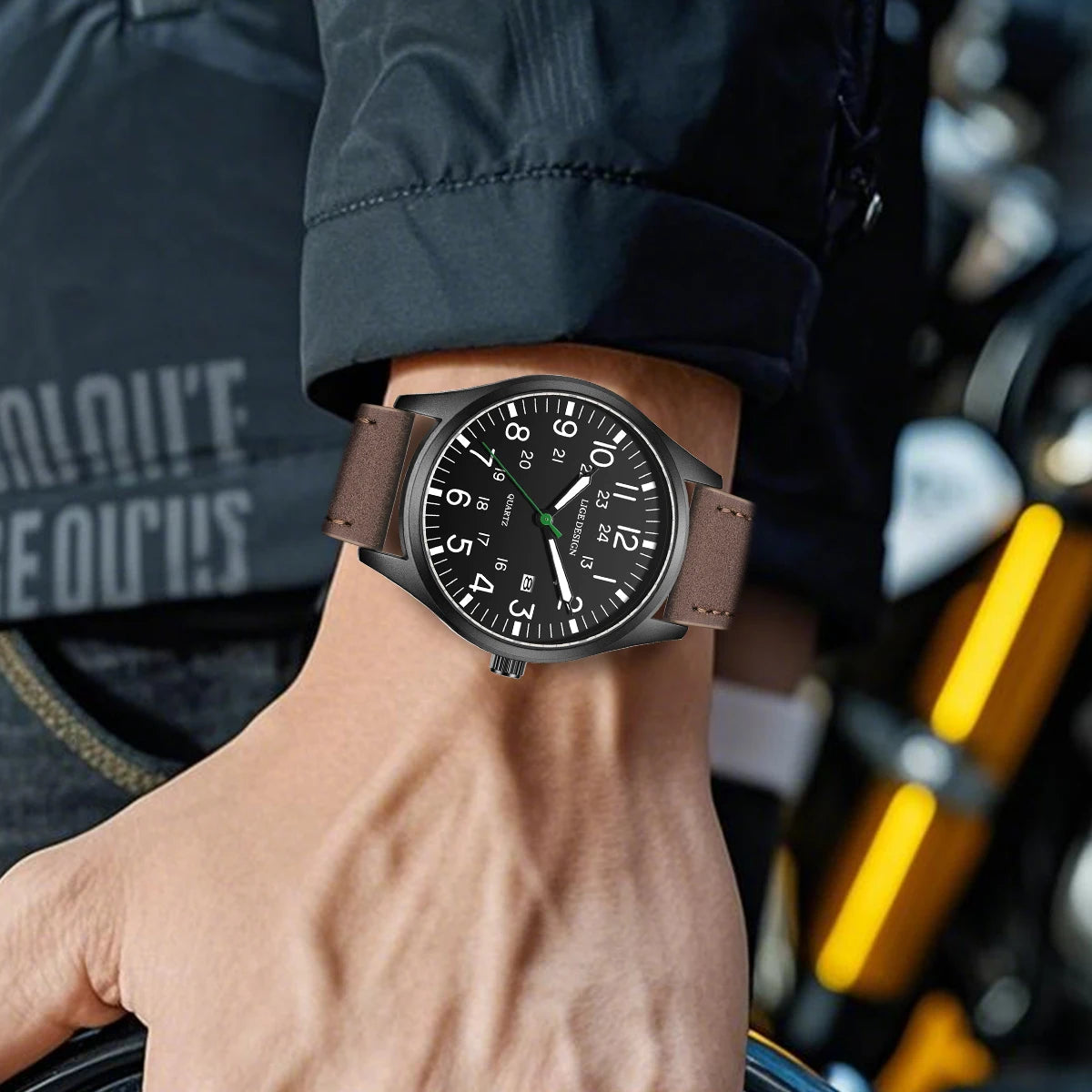Relógio masculino LIGE, modelo simples e moderno, para uso casual ao ar livre e esportivo, com pulseira de couro.