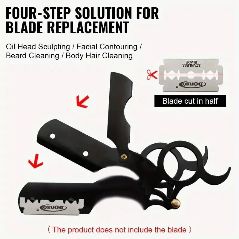 Aparelho de barbear manual para polegar, reto, para barba e sobrancelhas, depilador masculino…