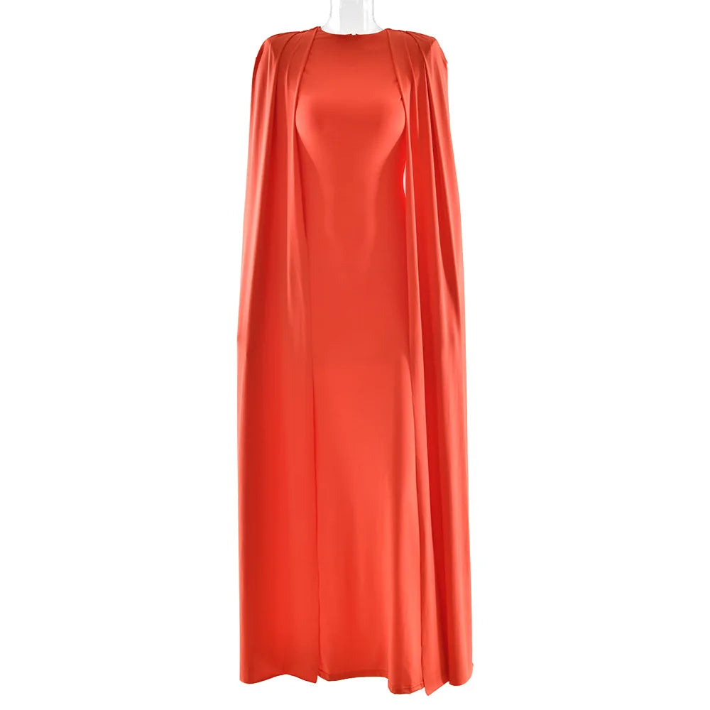Vestido de noite feminino de cintura alta, em tecido de poliéster
