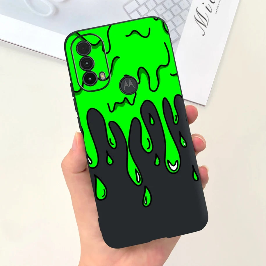 Capa de silicone com estampa de dinossauro para Moto E20 (XT2155 XT2155-1).