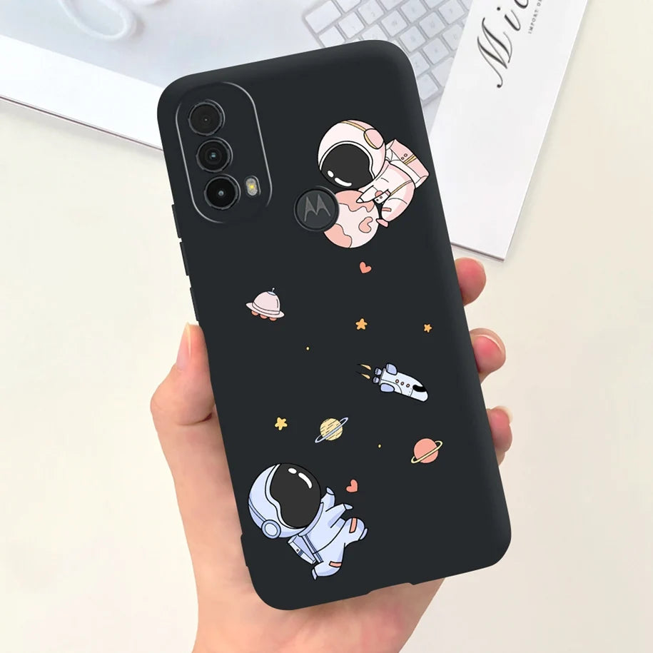 Capa de silicone com estampa de dinossauro para Moto E20 (XT2155 XT2155-1).