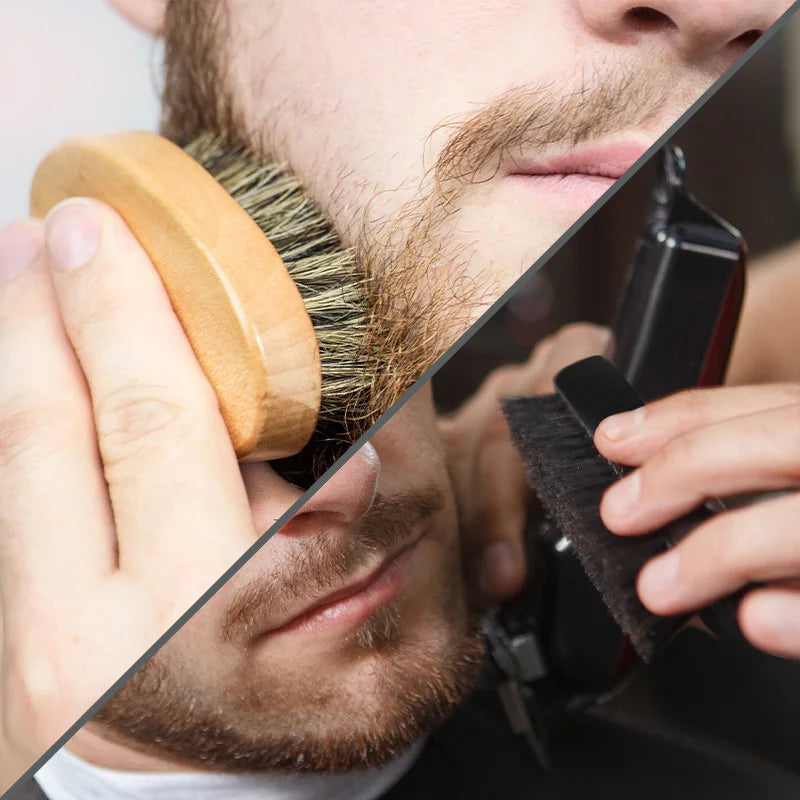 Escova de cabelo masculina com cerdas de javali para barba natural.