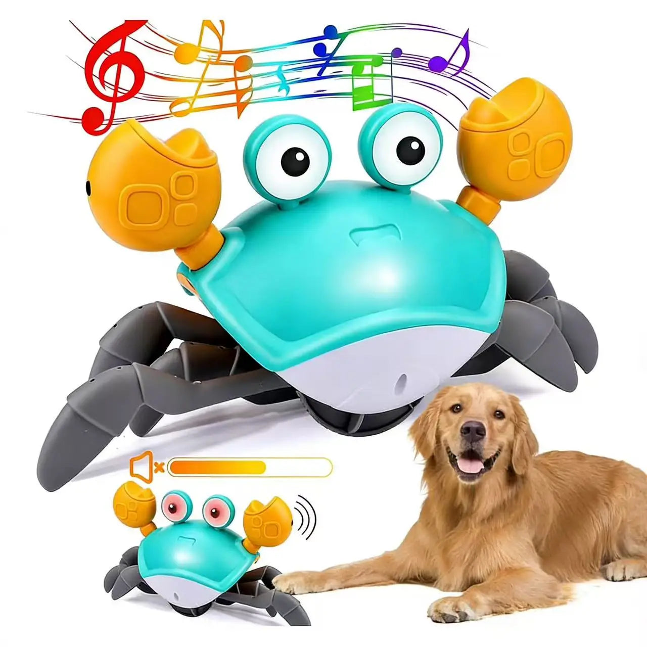 Caranguejo de brinquedo para bebês que engatinha, caranguejo interativo para bebês brincarem de bruços com música