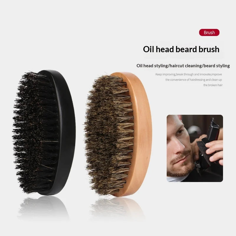 Escova de cabelo masculina com cerdas de javali para barba natural.